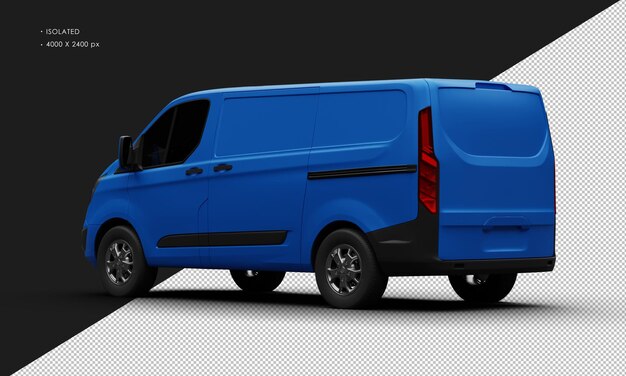 PSD isolated realistic elegant matte blue modern luxury van car from left rear view