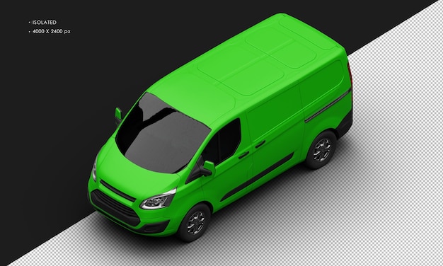PSD Изолированный реалистичный элегантный матовый зеленый современный роскошный фургон с видом сверху слева спереди