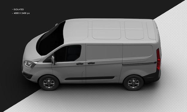 Isolated realistic elegant matte grey modern luxury van car from top left view