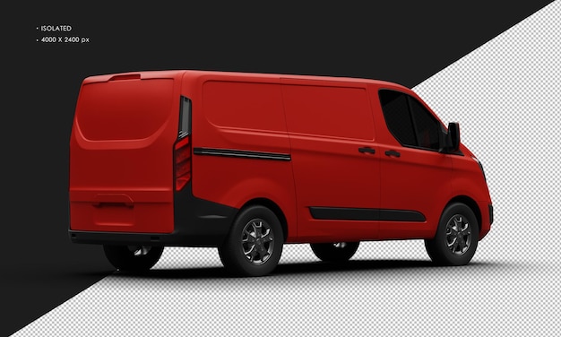 PSD isolated realistic elegant matte red modern luxury van car from right rear view