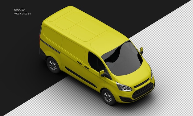 Isolated realistic elegant matte yellow modern luxury van car from top right front view