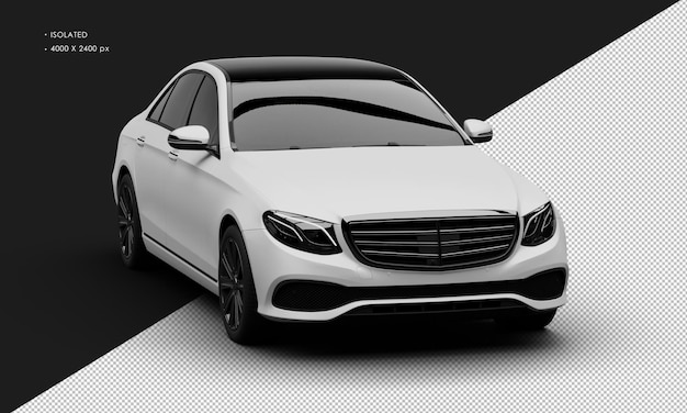 Isolated realistic elegant white matte sedan luxury city car from right front angle view