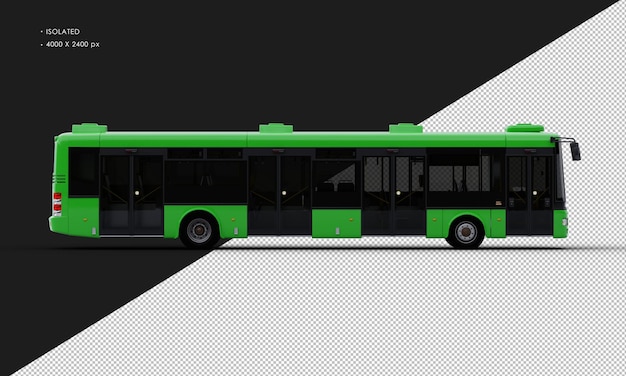 PSD bus verde realistico isolato dalla vista laterale destra