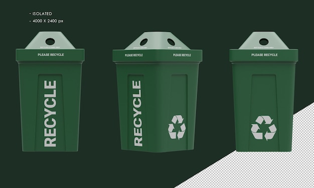 Isolated realistic green recycle bin