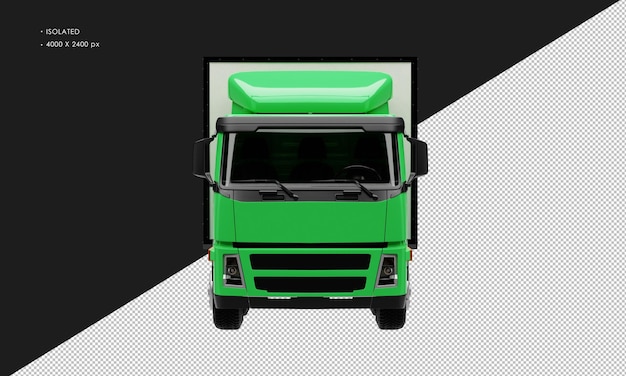 Изолированный реалистичный зеленый грузовик с видом спереди