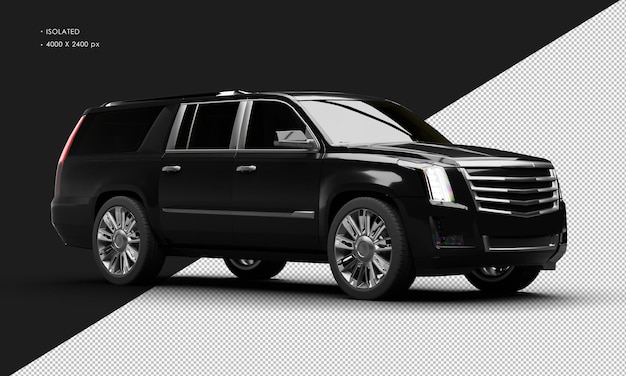 PSD isolated realistic matte black deluxe elegant city suv car from right front view