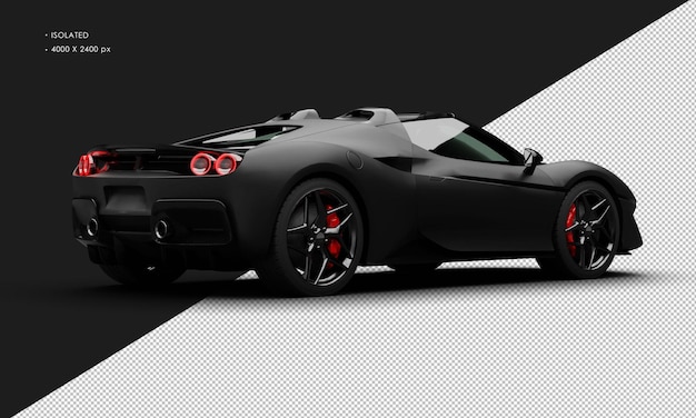 PSD isolated realistic matte black limited twin turbo super sport car from right rear view