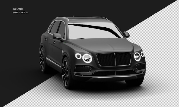 Isolated realistic matte black luxury high performance suv car from right front angle view