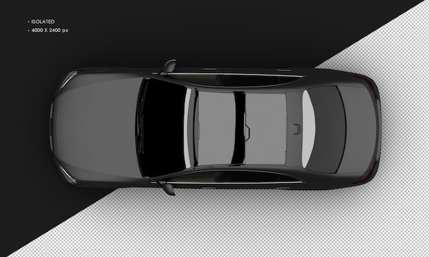 Isolated realistic matte black luxury modern elegant sedan city car from top view