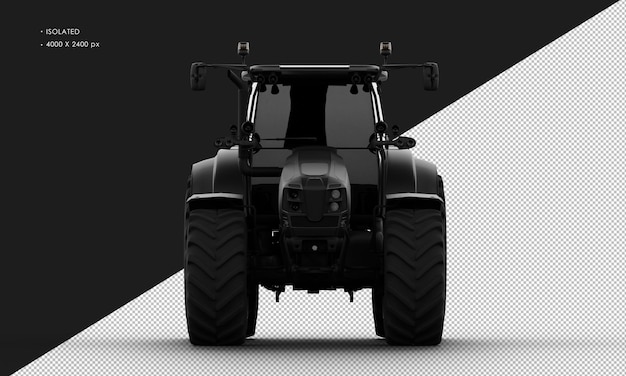 PSD isolated realistic matte black metal skidsteer loader from front view