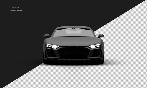 PSD isolated realistic matte black modern sedan super sport car from front view