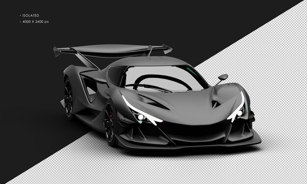 PSD auto da corsa super sport moderna nera opaca realistica isolata dalla vista frontale destra