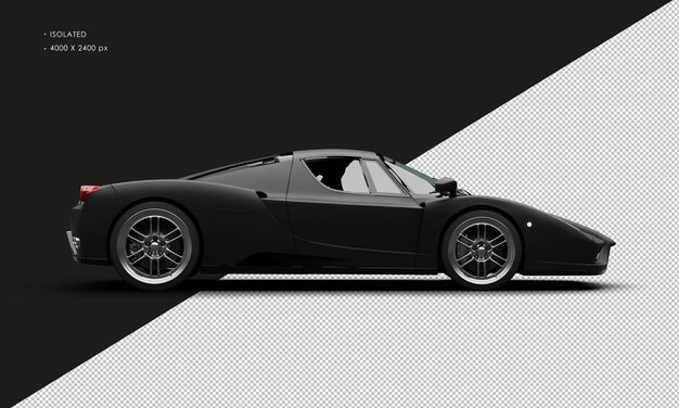 Isolated realistic matte black modern super sport racing car from right side view