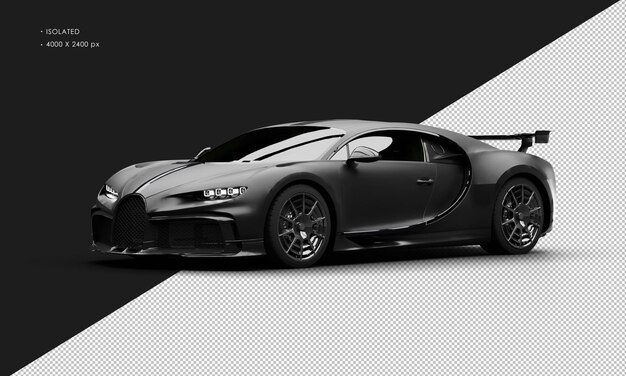 isolated realistic matte black racing sedan sport super carfrom left front view