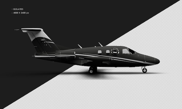 PSD isolated realistic matte black twin engine light jet airplane from right side view