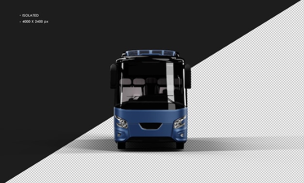 PSD isolated realistic matte blue city bus car from front view