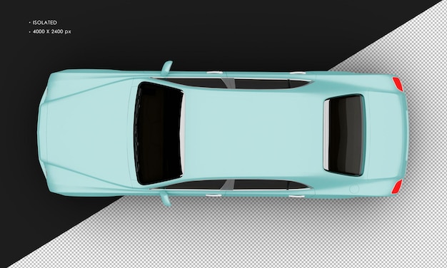 PSD isolato realistico matte blue full size grand luxury sedan dall'alto
