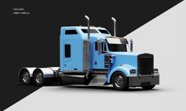 PSD 右正面から現実的なマット ブルーの大型セミトラック車を分離