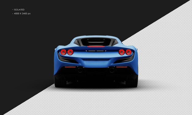 PSD isolated realistic matte blue high performance super sport car from rear view