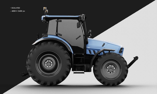 Isolated realistic matte blue metal skidsteer loader from right side view