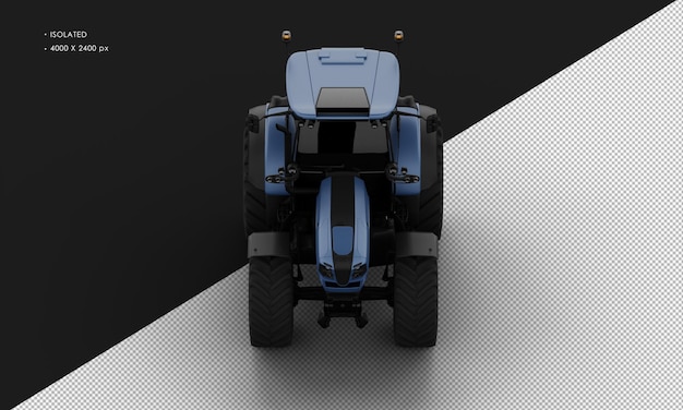 Isolated realistic matte blue metal skidsteer loader from top front view