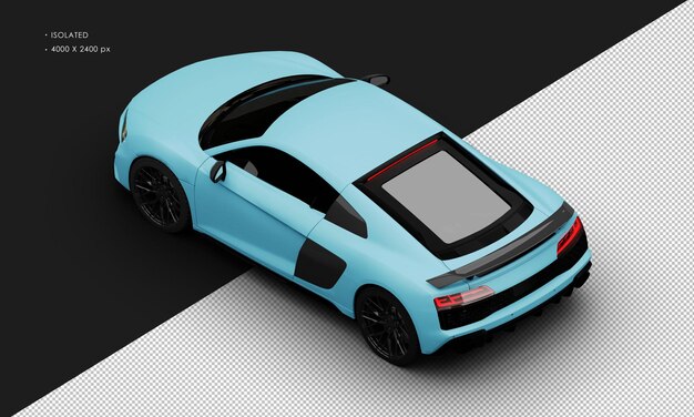 Isolato realistic matte blue modern sedan super sport car dall'alto a sinistra vista posteriore