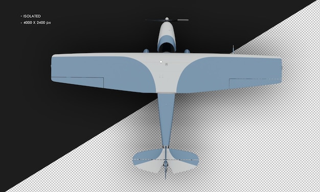 PSD isolated realistic matte blue retro model vintage airplane from top view