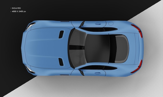 Isolated realistic matte blue sedan sport city car from top view