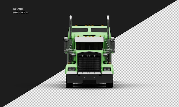 PSD 正面図から現実的なマット グリーンの大型セミトラック車を分離