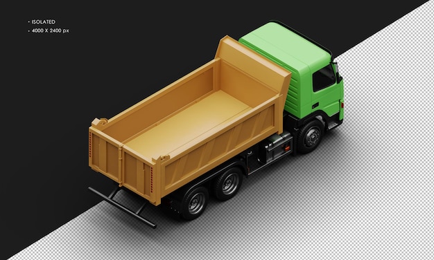 Isolated realistic matte green heavy duty trucks car from top right rear view