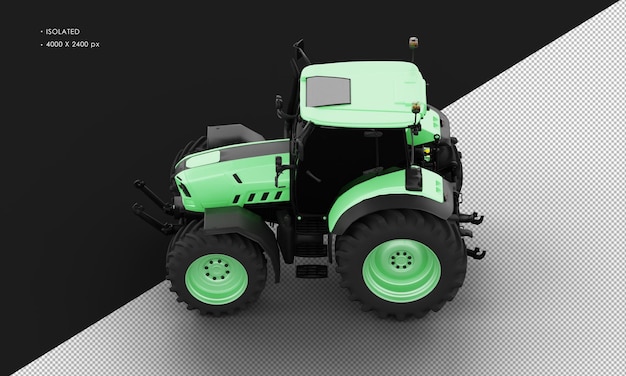 Isolated realistic matte green metal skidsteer loader from top left view