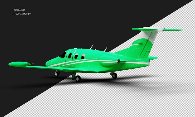 左リアビューから分離された現実的なマット グリーン ツイン エンジン ライト ジェット飛行機