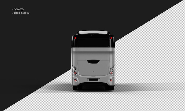 Isolated realistic matte grey city bus car from rear view