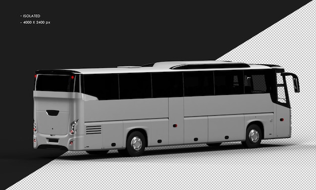 Isolated Realistic Matte grey City Bus Car from Right Rear View