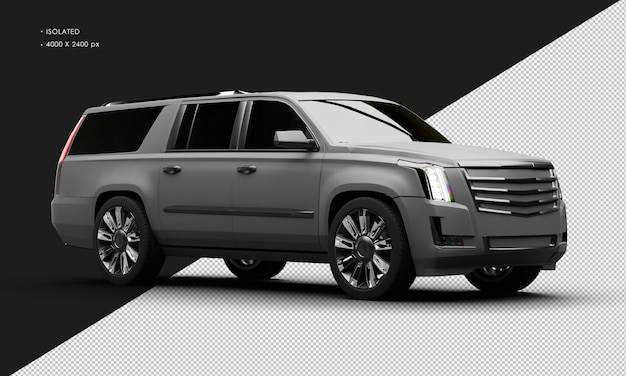 Isolated realistic matte grey deluxe elegant city suv car from right front view