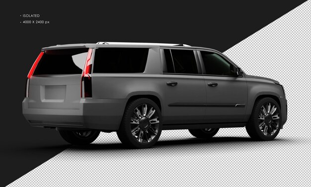 PSD isolated realistic matte grey deluxe elegant city suv car from right rear view