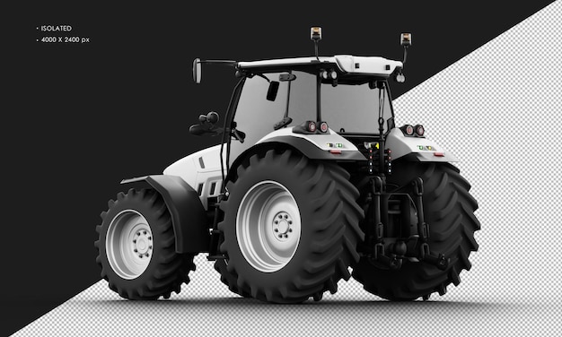 Isolated realistic matte grey metal skidsteer loader from left rear view