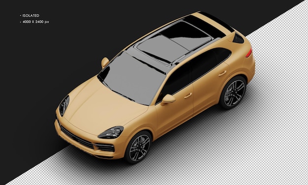 Isolated realistic matte orange luxury super sport turbo car from top left front view