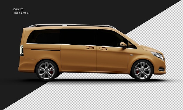 PSD isolated realistic matte orange modern luxury city van car from right side view