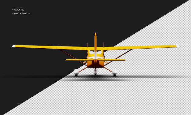 Isolated realistic matte orange single engine propeller light airplane from rear view