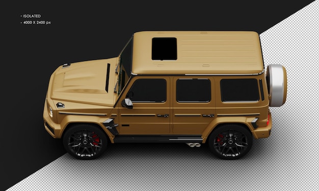 isolated realistic matte orange turbo engine mid size luxury suv car from top left view