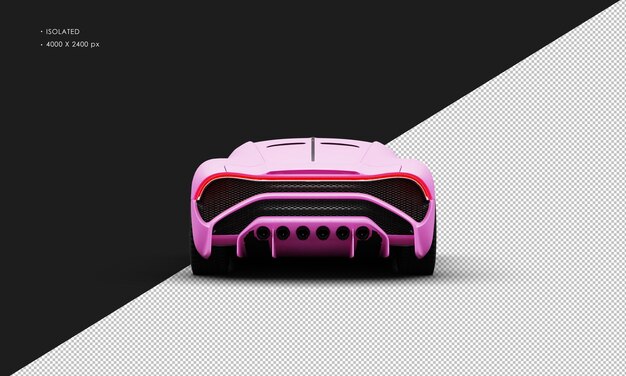 PSD isolated realistic matte pink elegant hyper sport modern sedan car from rear view