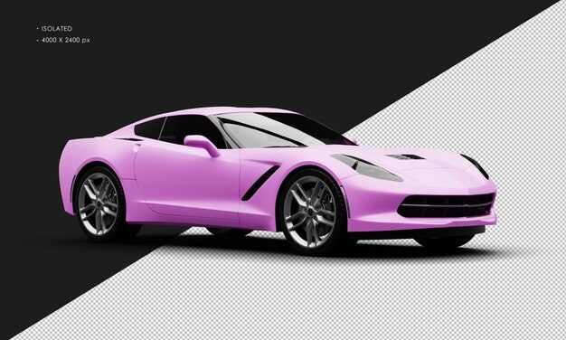 PSD isolated realistic matte pink luxury super sport car from right front view