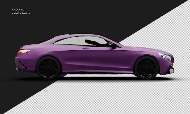 PSD Изолированный реалистичный матовый фиолетовый полноразмерный роскошный седан суперкар с правой стороны
