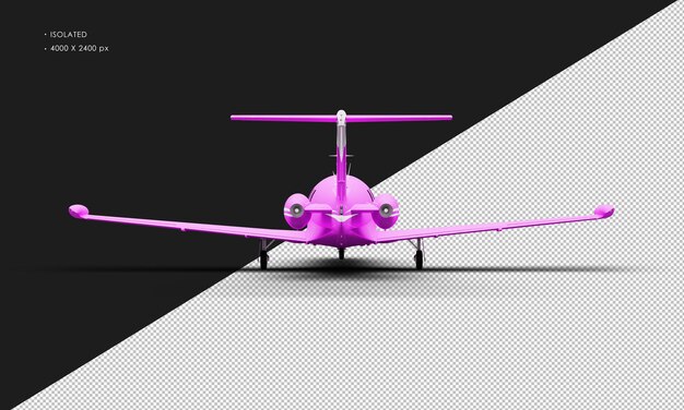 PSD isolated realistic matte purple twin engine light jet airplane from rear view