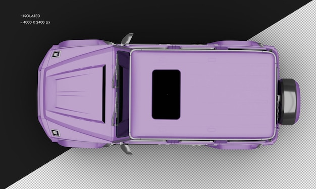 PSD Изолированный реалистичный матовый фиолетовый двойной турбочетырехколесный роскошный внедорожник с вершины