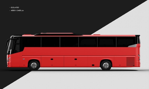 PSD Изолированный реалистичный матовый красный городской автобус с левой стороны