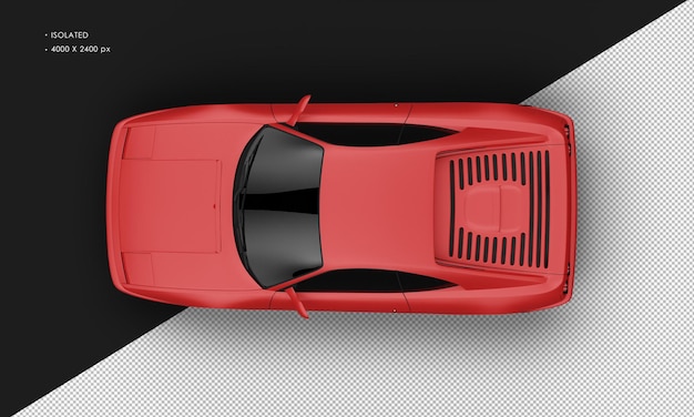 Изолированный реалистичный матовый красный элегантный спортивный городской седан, вид сверху
