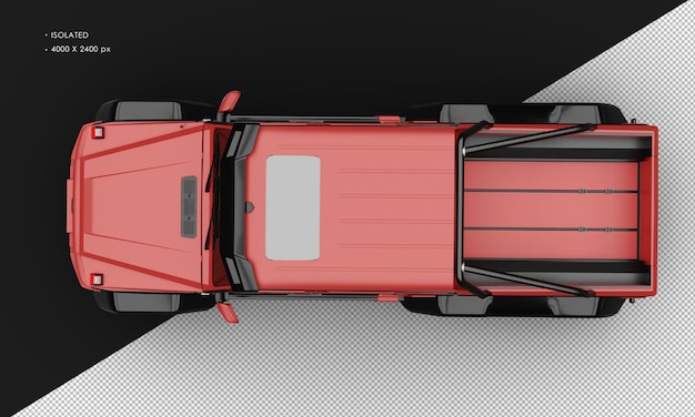 PSD isolato realistico matto rosso esclusivo a sei ruote motrici suv di lusso dall'alto