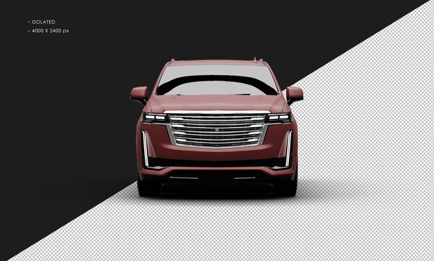 Isolated realistic matte red luxury modern city suv car from front view